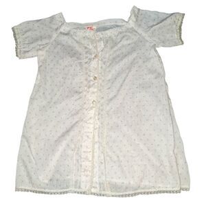Tic Toc Infants Wear vintage white floral print robe cover with lace trim size s